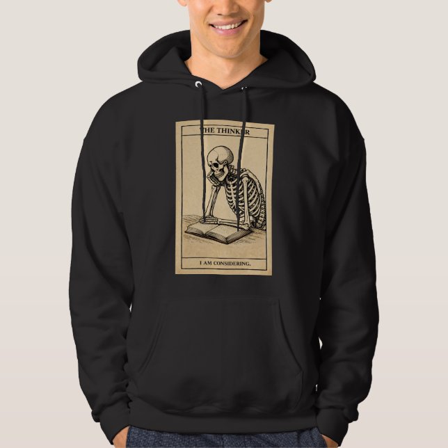 Sweat à capuche noir homme avec illustration de sq (Devant)
