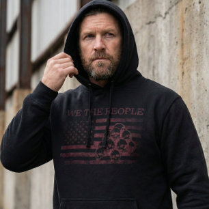 Sweat à capuche noir We The People Drapeau América
