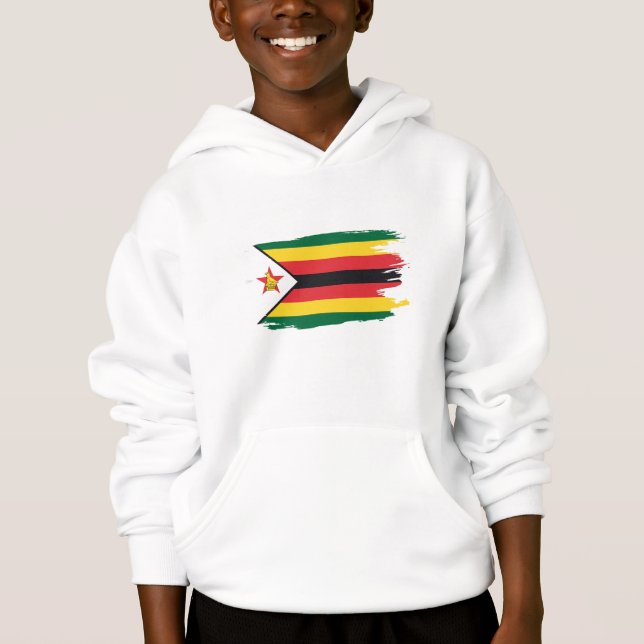 Sweat à capuche pour enfants avec drapeau zimbabwé (Devant)