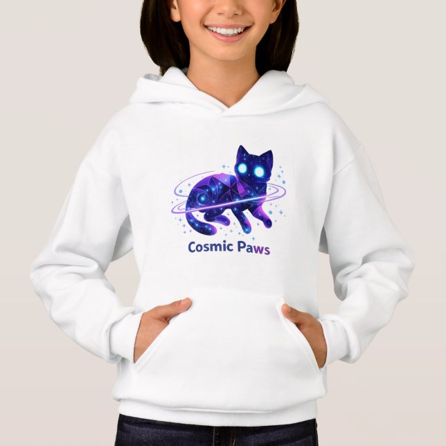 Sweat à capuche pour enfants Cosmic Paws Galaxy Ca (Devant)