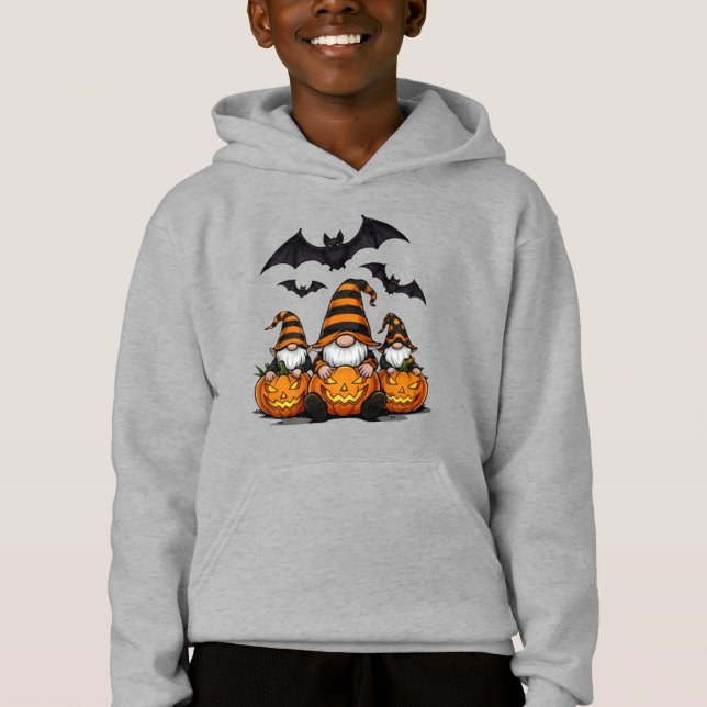 Sweat à capuche pour enfants Gnome d'Halloween (Devant)