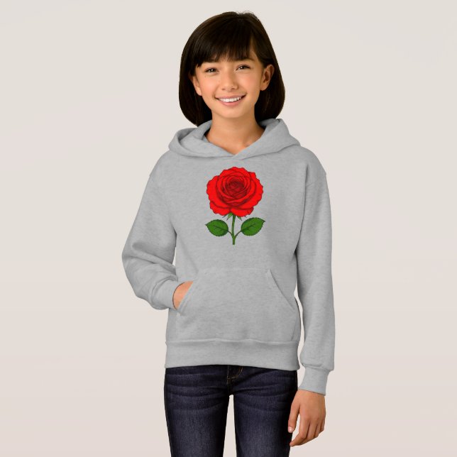Sweat à capuche pour enfants Red Rose (Devant entier)