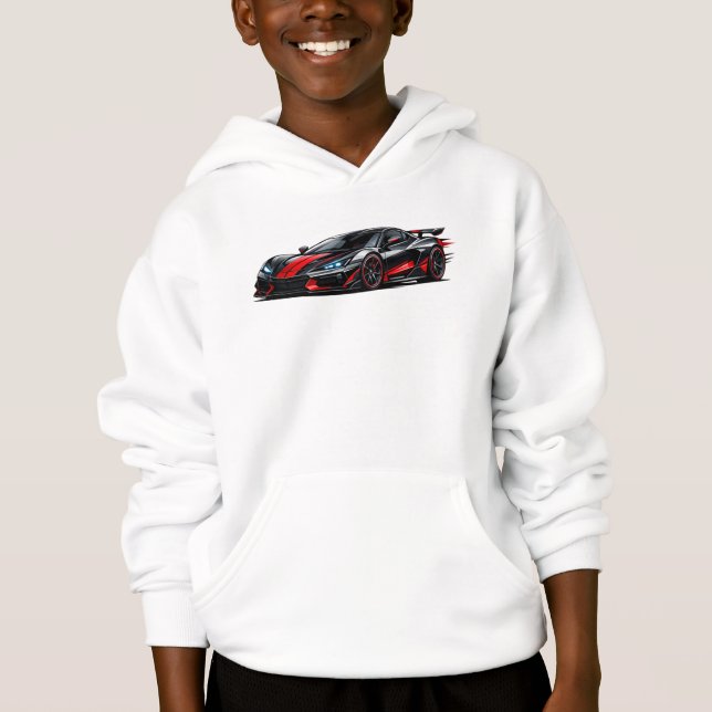 Sweat à capuche pour enfants Supercar Futuriste (Devant)