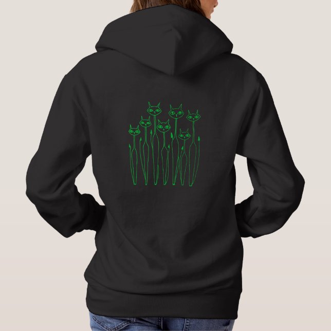 Sweat à capuche pour femme (Chat dessiné à la main (Dos)