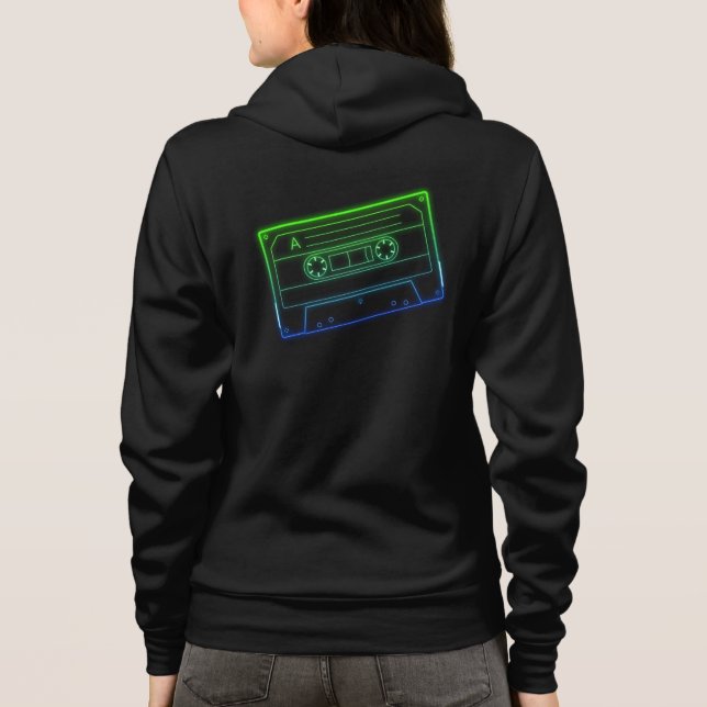 Sweat à capuche pour femme Néon Vert/Bleu Foncé Ca (Dos)