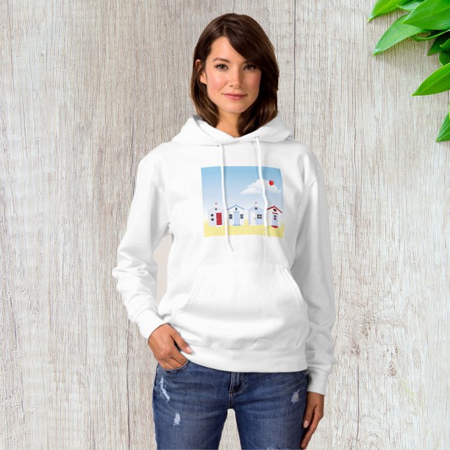 Sweat à capuche pour femmes Beach Huts (Créateur téléchargé)