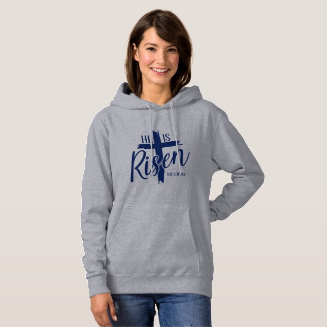 Sweat à capuche pour femmes Il est ressuscité (Devant entier)