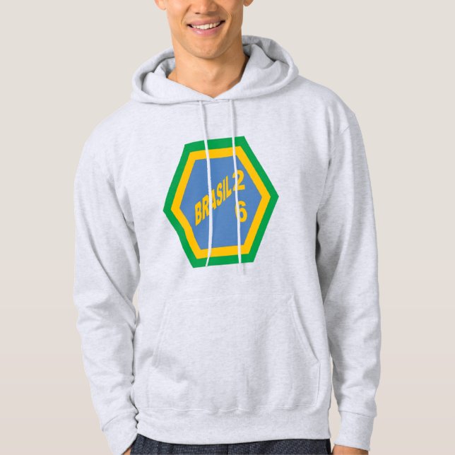 Sweat à capuche pour hommes gris BRASIL 26 (Devant)