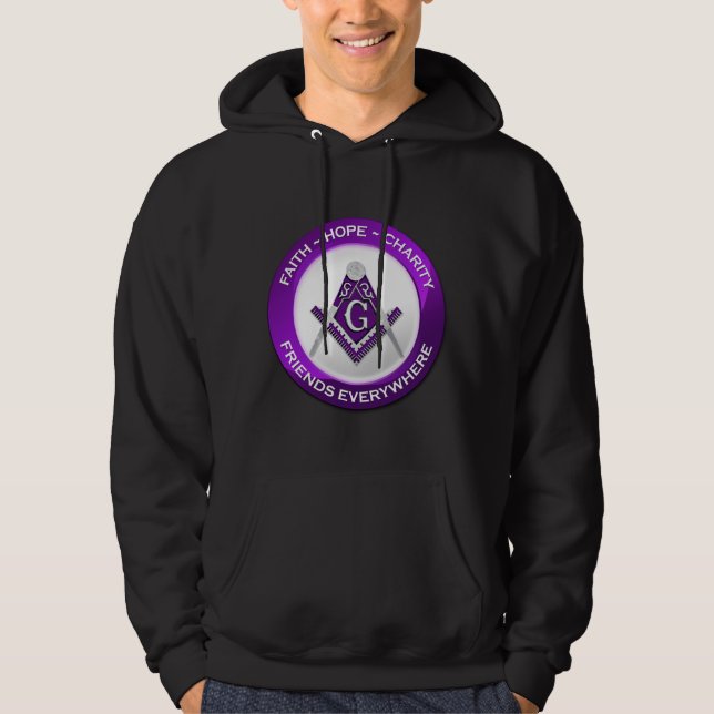 Sweat à capuche pour hommes maçonnique Violet (Devant)