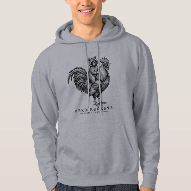 Sweat à capuche Raton laveur Coq Drôle Cadeau Sarc (Devant)