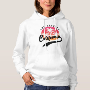 Sweat à capuche rétro pour femmes Los Angeles blan
