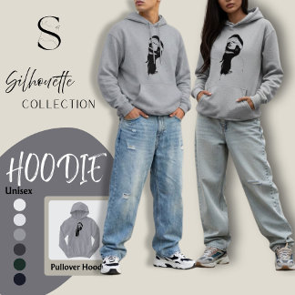 Sweat à capuche silhouette d'art surréaliste noir 