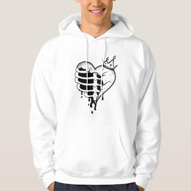Sweat à capuche squelette cœur brisé gothique – Co (Devant)