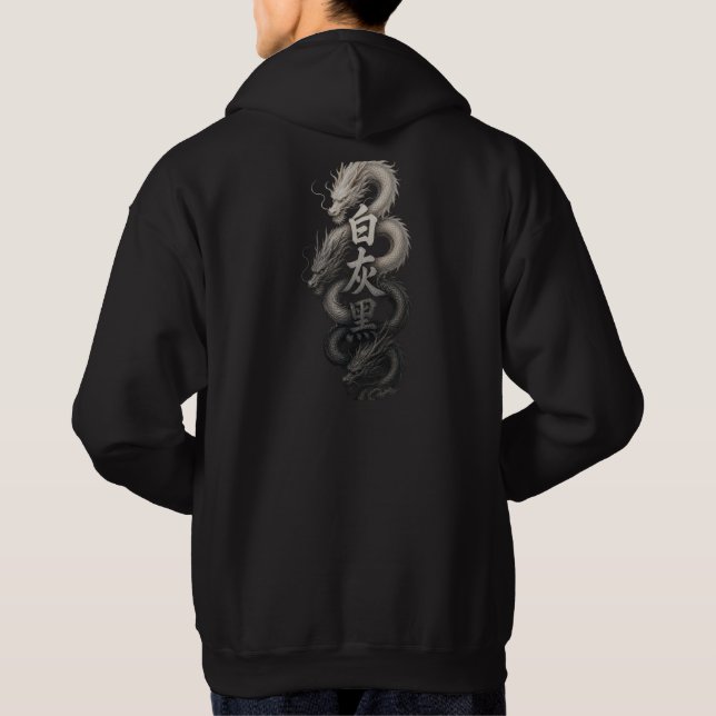 Sweat à capuche Streetwear Silver Dragon (Dos)