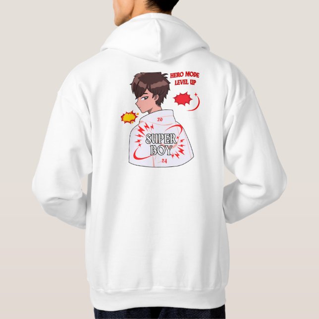 Sweat à capuche Super Boy Level Up Hero Mode pour  (Dos)