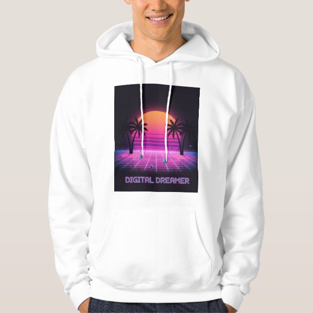 Sweat à capuche synthwave surdimensionné Digital D (Devant)