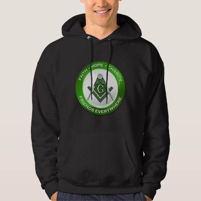 Sweat à capuche vert pour hommes maçonniques (Devant)