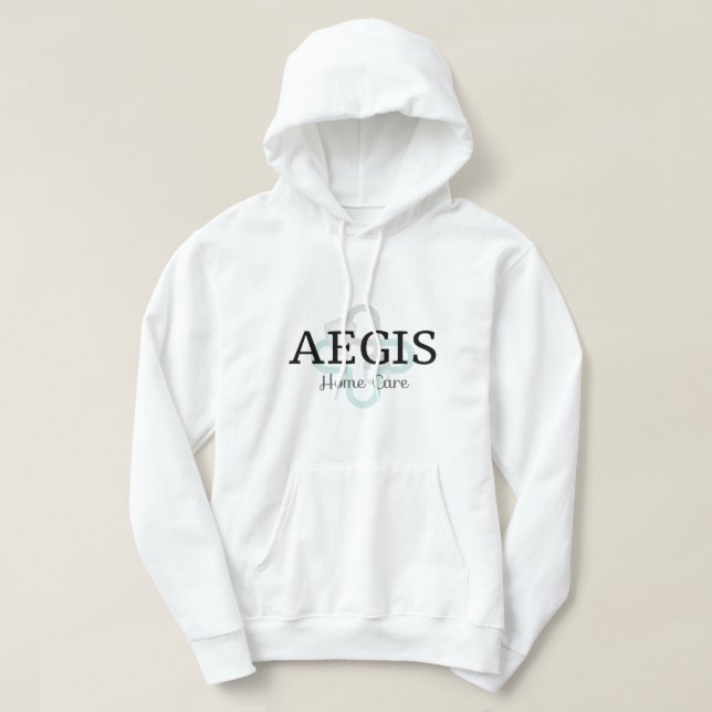 Sweat à capuche White Aegis - logo sarcelle superp (Design devant)