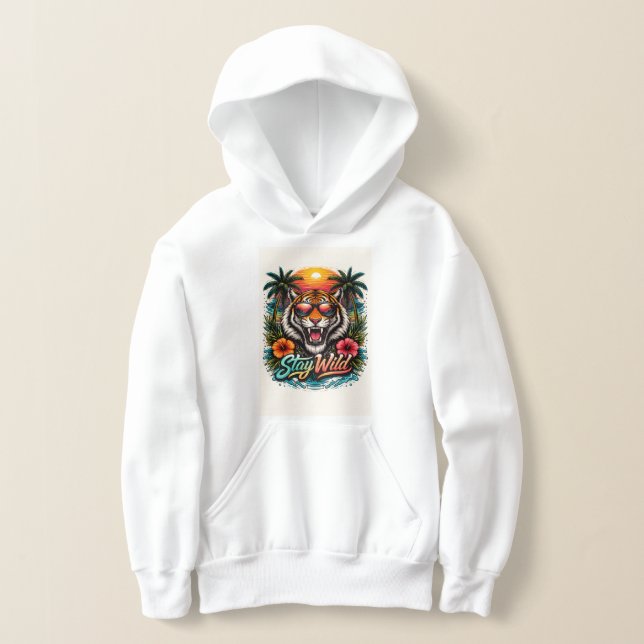 Sweat à capuche Wild Tiger Sunset – Graphisme Trop (Poser)