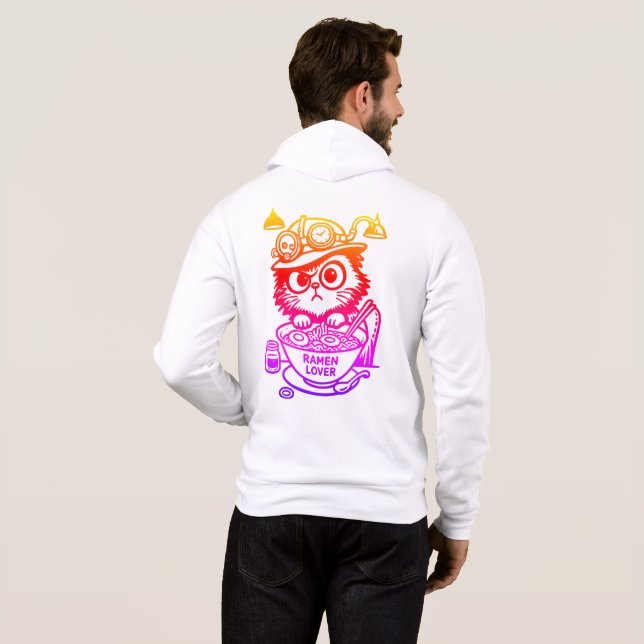 Sweat à capuche zip Steampunk Chat Anime Hommes Dr (Dos entier)