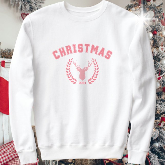Sweat de Noël rose de l'année personnalisée (Créateur téléchargé)
