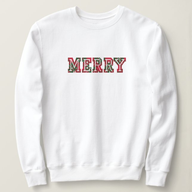 Sweat de Noël - Style de collège, tartan (Design devant)
