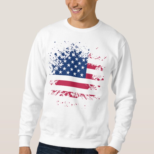 Sweat Homme Blanc Basic USA Flag (Devant)