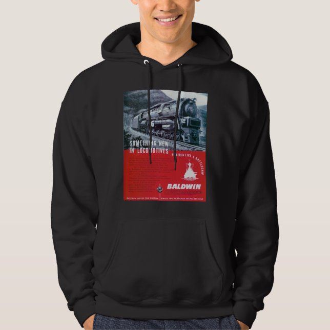 Sweat - shirt à capuche à vapeur Baldwin Locomotiv (Devant)