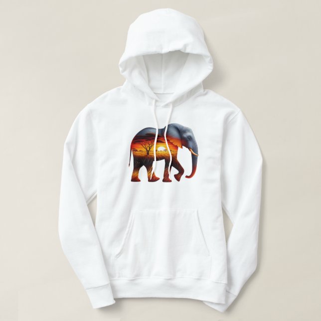 Sweat - shirt à capuche africain des éléphants (Design devant)