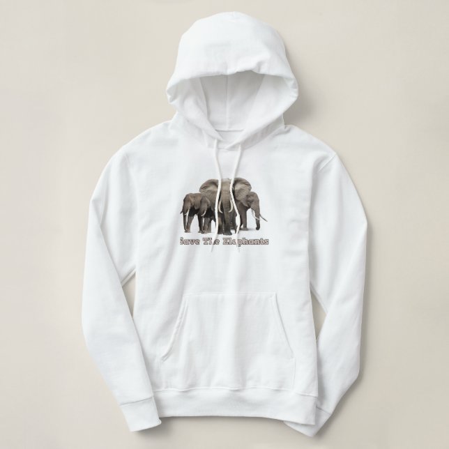 Sweat - shirt à capuche africain des éléphants (Design devant)