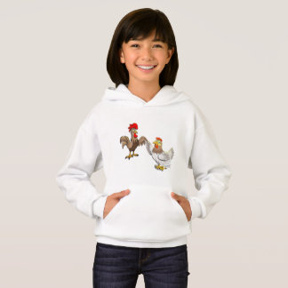 Sweat - shirt à capuche avec une poule et un coq