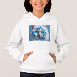 Sweat - shirt à capuche blanc avec belle chatte bl