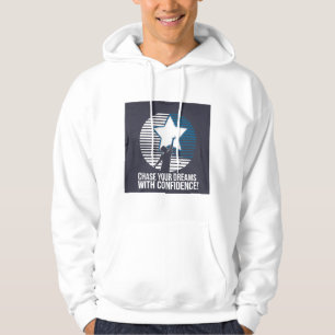 Sweat - shirt à capuche blanc, "Chasse tes rêves a
