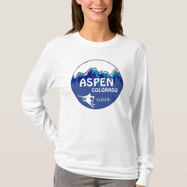 Sweat - shirt à capuche bleu d'art de ski de dames (Devant)