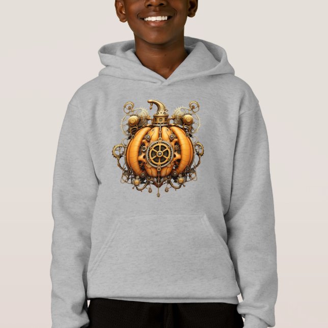 Sweat - shirt à capuche Citrouille Automne Steampu (Devant)