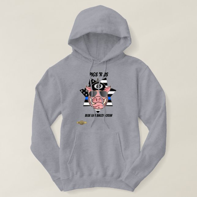 sweat - shirt à capuche "cochons 'r us" "bleu lign (Design devant)