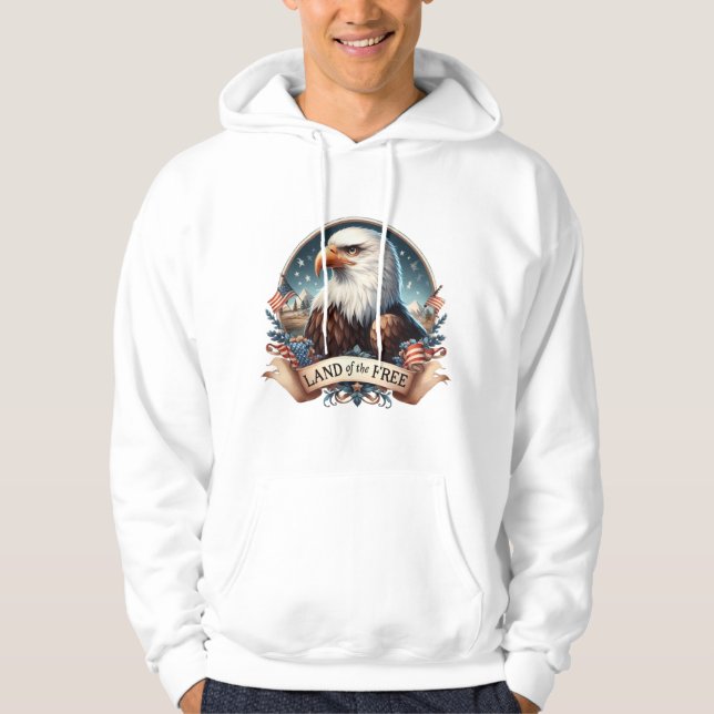 Sweat - shirt à capuche d'aigle patriotique (Devant)