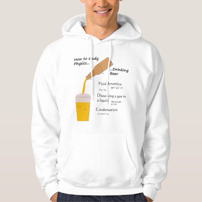 Sweat - shirt à capuche de bière et de physique (Devant)