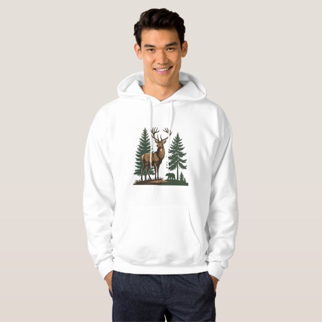 Sweat - shirt à capuche de cerfs de forêt rustique (Devant entier)