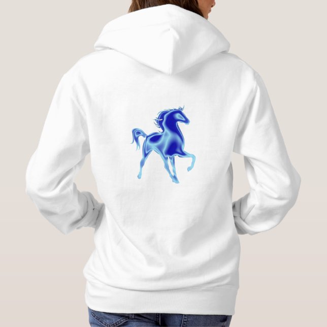 Sweat - shirt à capuche de Cheval Bleu - Peinture (Dos)