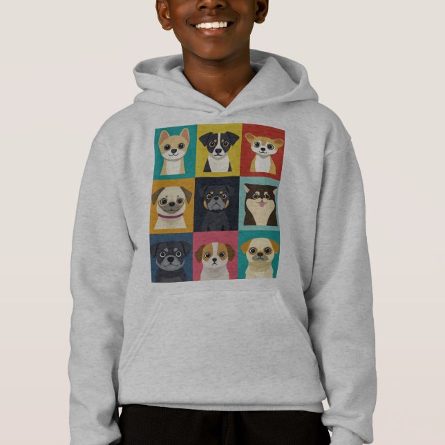 Sweat - shirt à capuche de chiens de caricature (Devant)
