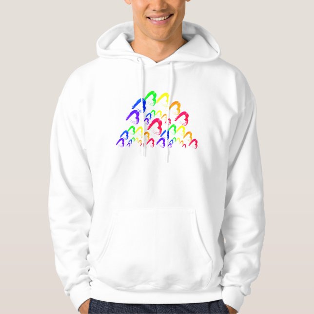 Sweat - shirt à capuche de coeur multicolore (Devant)