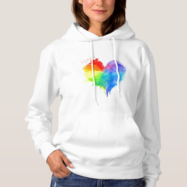 Sweat - shirt à capuche de coeur Rainbow Splatter (Devant)