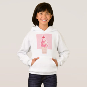 Sweat - shirt à capuche de crème glacée rose esthé