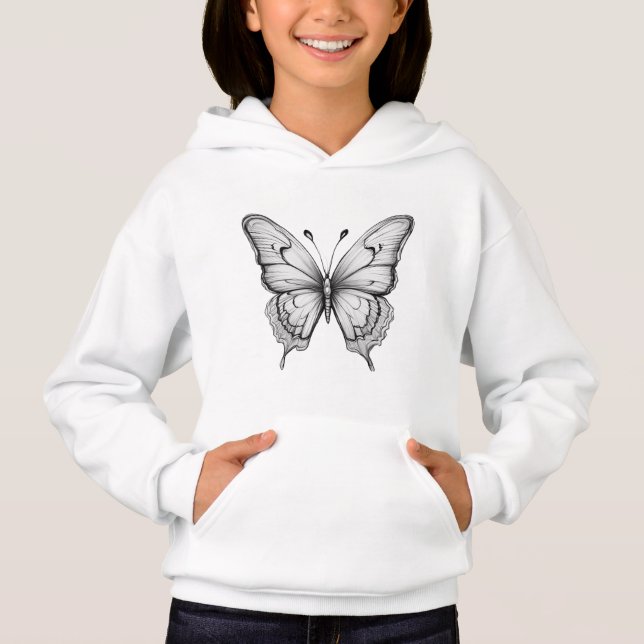 Sweat - shirt à capuche de croquis pour papillon p (Devant)