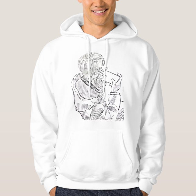Sweat - shirt à capuche de dessin manuel (Devant)