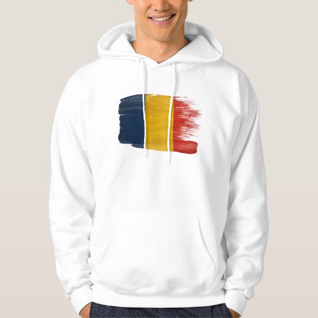 Sweat - shirt à capuche de drapeau de la Roumanie (Devant)