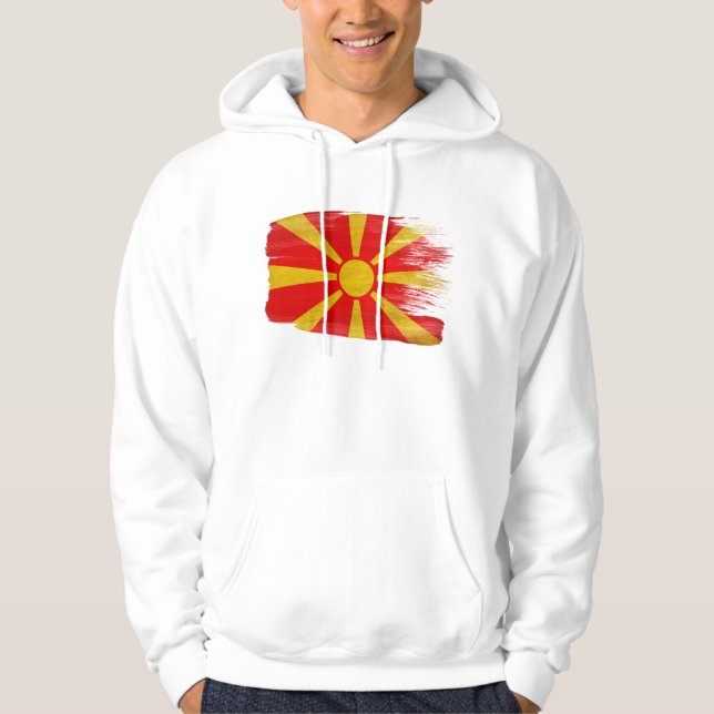 Sweat - shirt à capuche de drapeau de Macédoine (Devant)