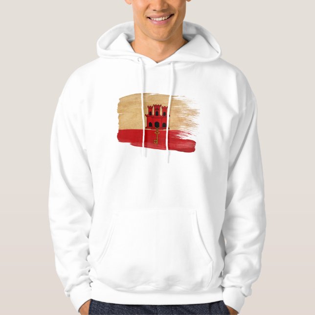 Sweat - shirt à capuche de drapeau du Gibraltar (Devant)