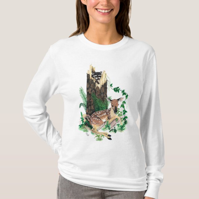 Sweat - shirt à capuche de faon et de Racoon de (Devant)